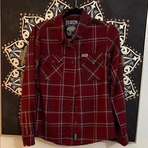 DIXXON Women's Red Plaid Button Down Shirt